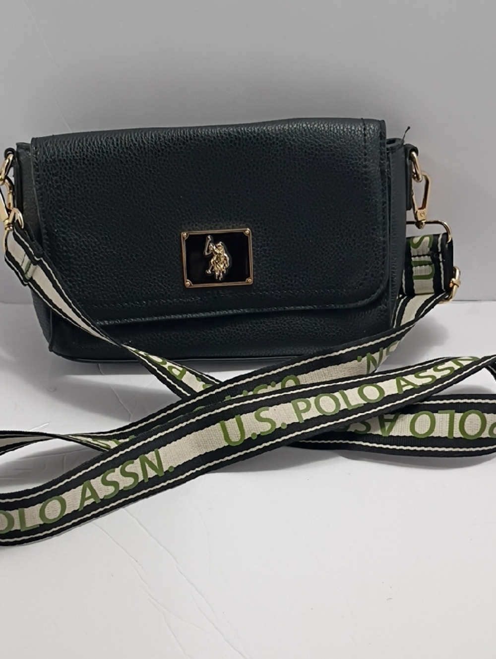 U.S. Polo Assn. Black Crossbody with Branded Canvas Strap